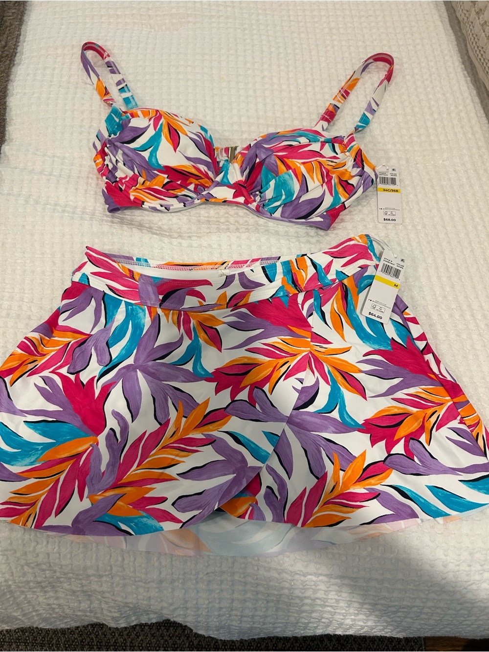 Anne Cole Multicolor Tropical Print Swim suit-